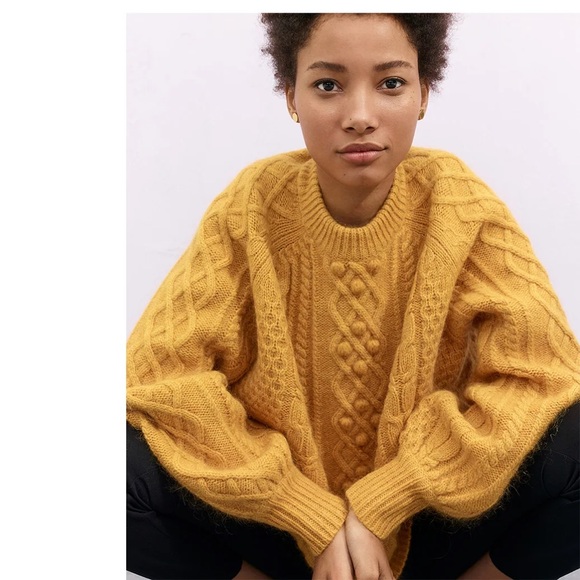 Demylee J.Crew balloon sleeve cable knit wool mohair mix sweater cult favorite S - Picture 12 of 16